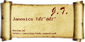Janovics Tádé névjegykártya